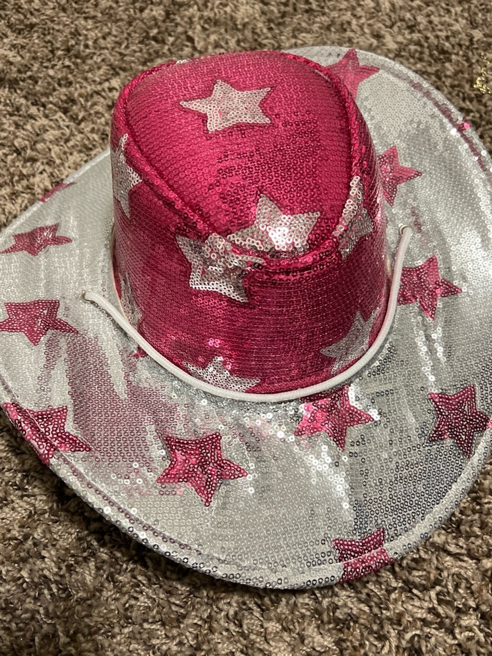 Sequin Star Cowboy Hat - Hot Pink & Silver